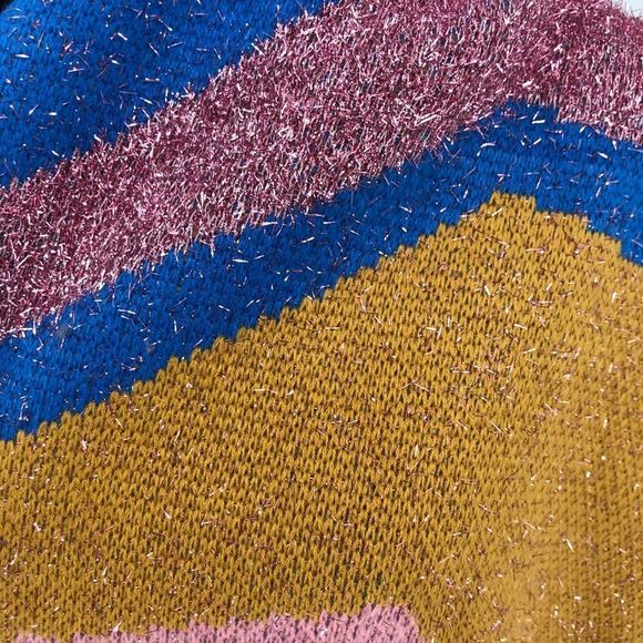 Leith Multicolor Metallic Tinsel Colorblock Knit Long Scarf Shawl Wrap NWT - Picture 5 of 11